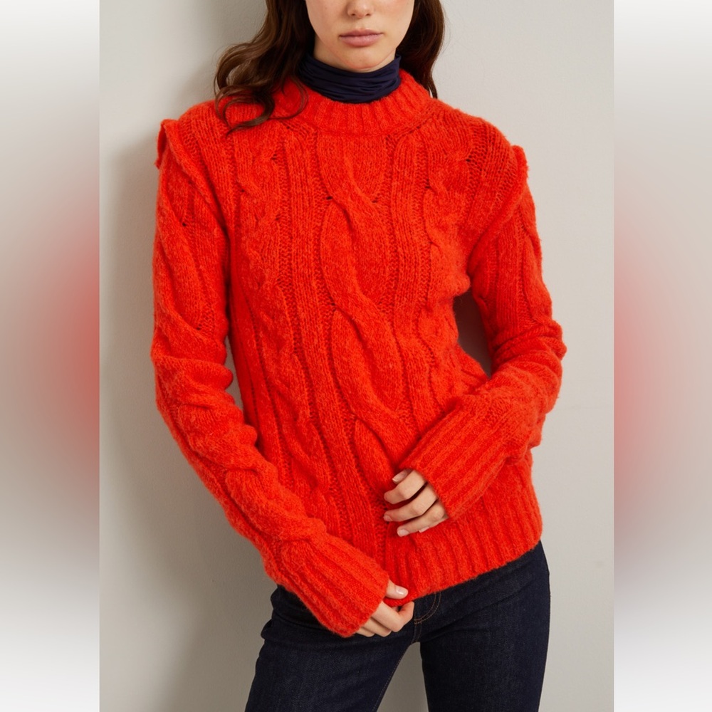 Sportmax By Max Mara Label-cut Alpaca Cable Knit Sweater Sz: S US4/6 Spring